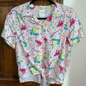 Disney Tie Button Shirt (Little Mermaid Pattern)